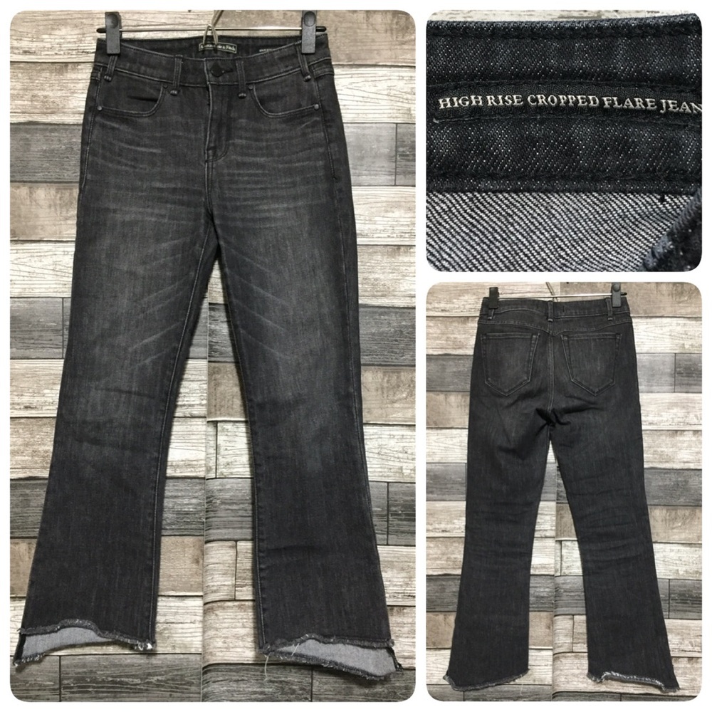Abercrombie Fitch High Rise Cropped Flare Jeans Women’s 24/26R Black Gray